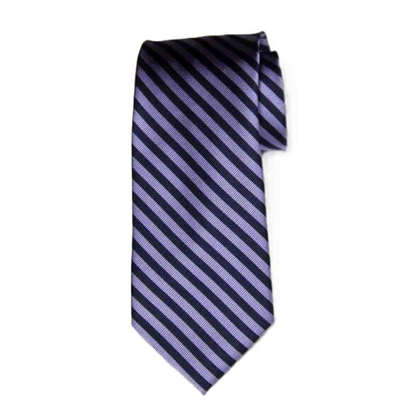 Jos A Bank Repp Stripe Tie Black Purple Silk Executive Collection Men's - Picture 1 of 1